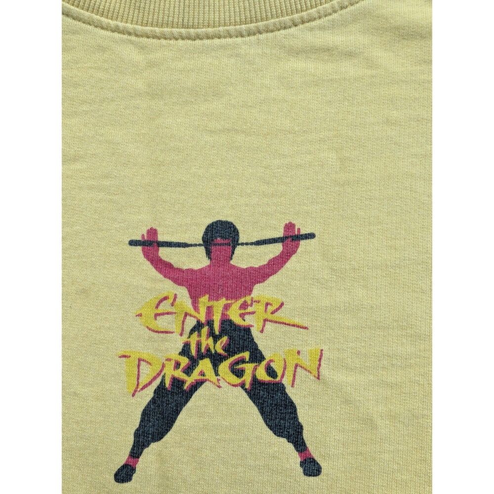 Enter The Dragon Bruce Lee Graphic T Shirt Yellow Movie Martial Arts XL 15-17